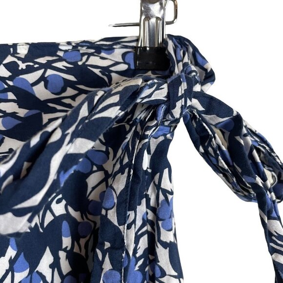 Tibi Cotton Blue Floral Side Zip Knot A-Line Skirt Size 4 - Picture 3 of 7